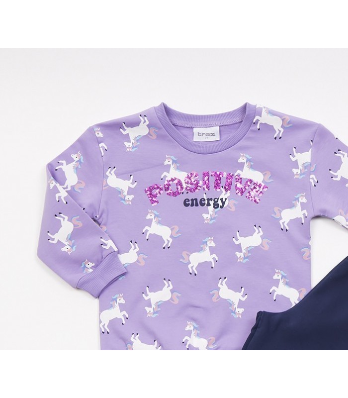 Σετ ίντιγκο κολάν/λεβάντα μπλούζα