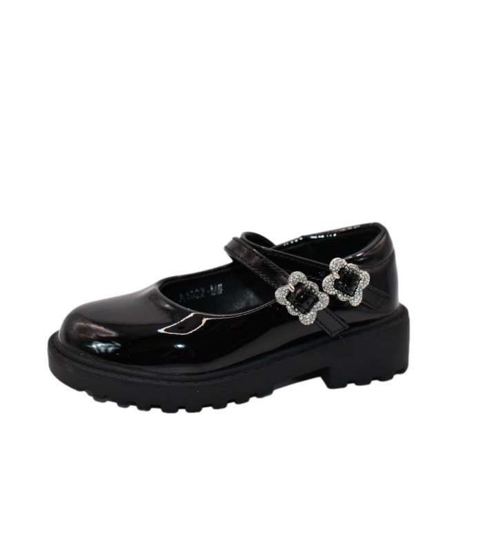 Μπαλαρίνα μαύρη με στρας στο κούμπωμα