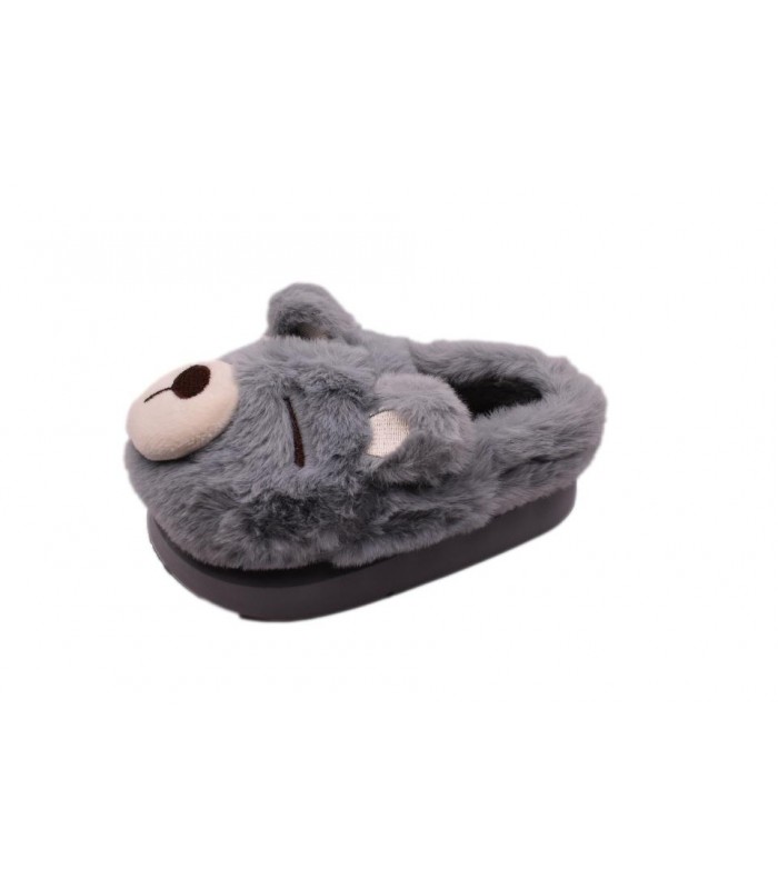 Κλειστή παντόφλα αρκουδάκι σε γκρι χρώμα