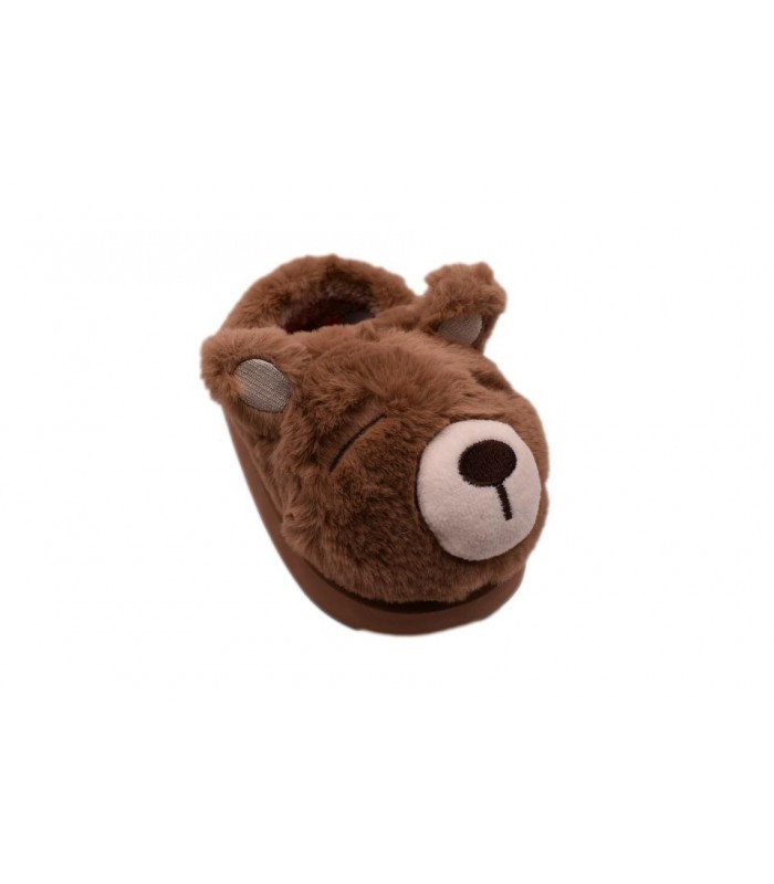 Κλειστή παντόφλα αρκουδάκι σε καφέ χρώμα