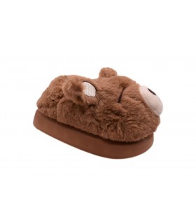 Κλειστή παντόφλα αρκουδάκι σε καφέ χρώμα