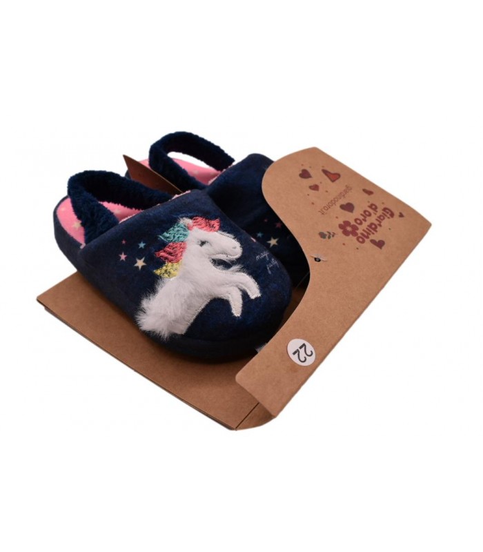 Παντόφλα με λαστιχάκι σε μπλε χρώμα