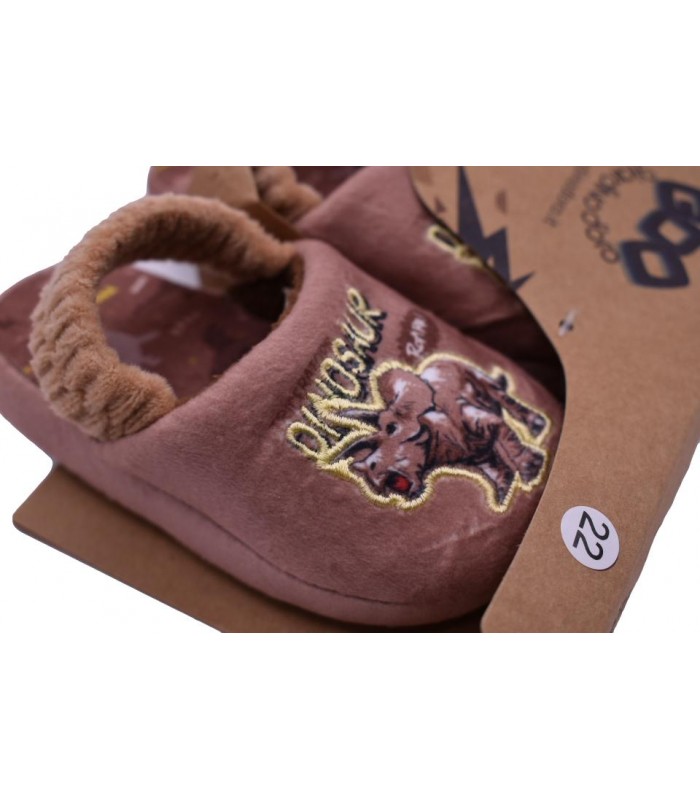 Παντόφλα με λαστιχάκι σε καφέ χρώμα