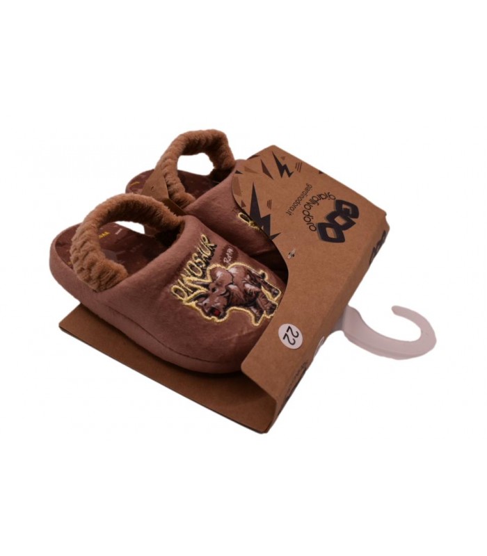 Παντόφλα με λαστιχάκι σε καφέ χρώμα