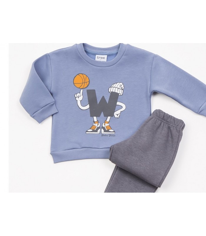 Σετ ανθρακί παντελόνι/ραφ μπλούζα