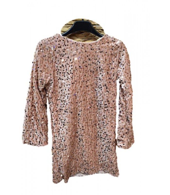 Ροζ φόρεμα με παγιέτα και φιόγκο στο πίσω μέρος