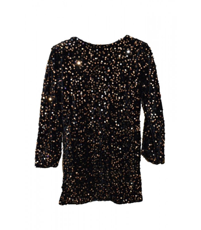 Μαύρο-χρυσό φόρεμα με παγιέτα και φιόγκο στο πίσω μέρος