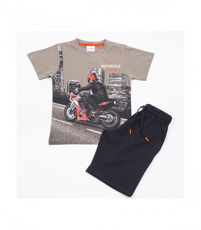 Σετ μαύρη βερμούδα/χακί μπλούζα