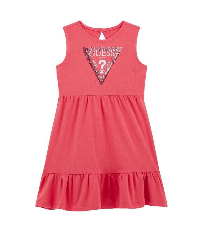 Guess Παιδικό Φόρεμα Αμάνικο κοραλί