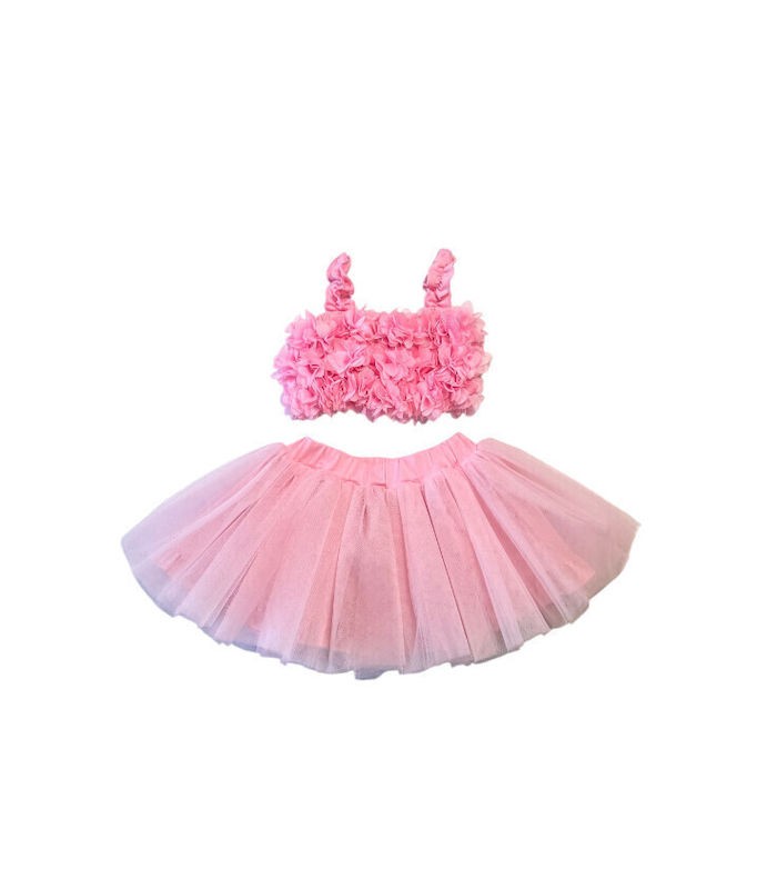 Sweet Baby Παιδικό Σετ με Φούστα Καλοκαιρινό σε ροζ χρώμα