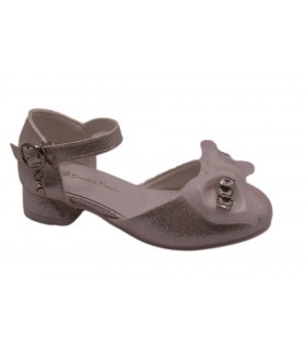 Μπαλαρίνα με τακουνάκι σε λευκό χρώμα με glitter