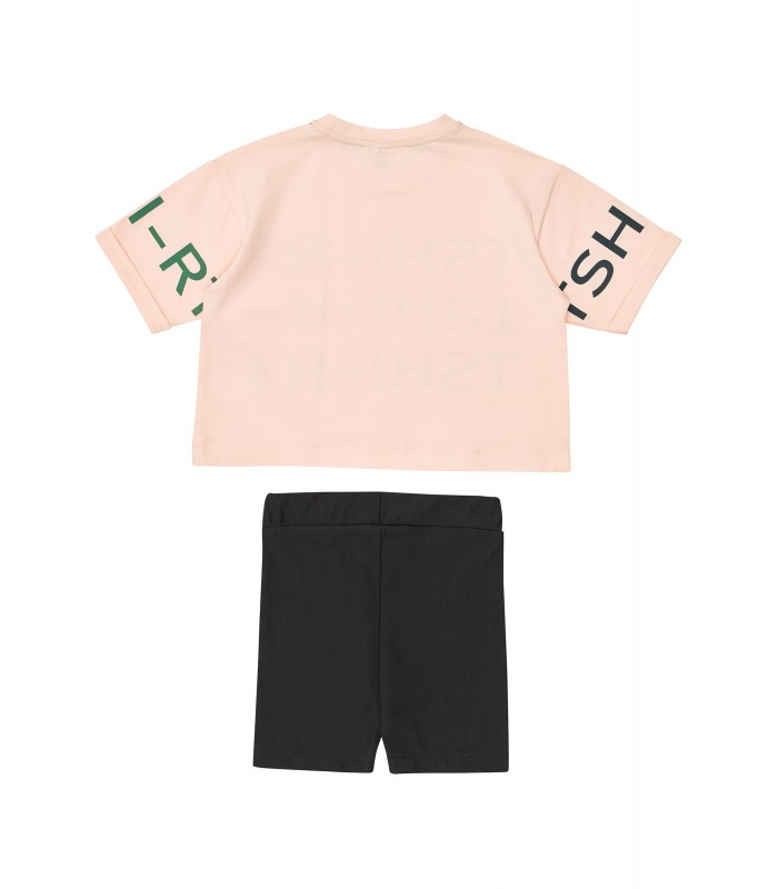 Σετ για κορίτσι με ποδηλατικό κολάν και στρας στην μπλούζα