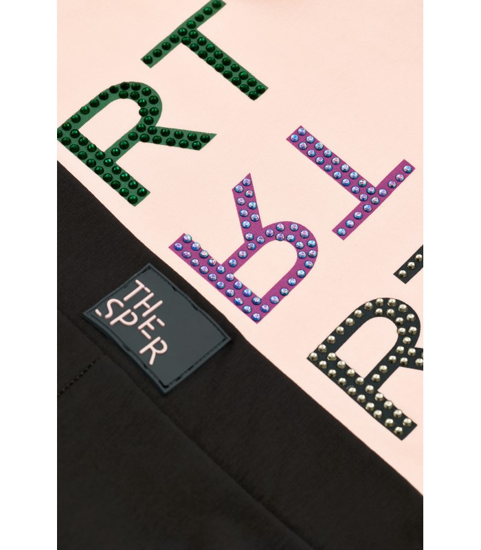 Σετ για κορίτσι με ποδηλατικό κολάν και στρας στην μπλούζα