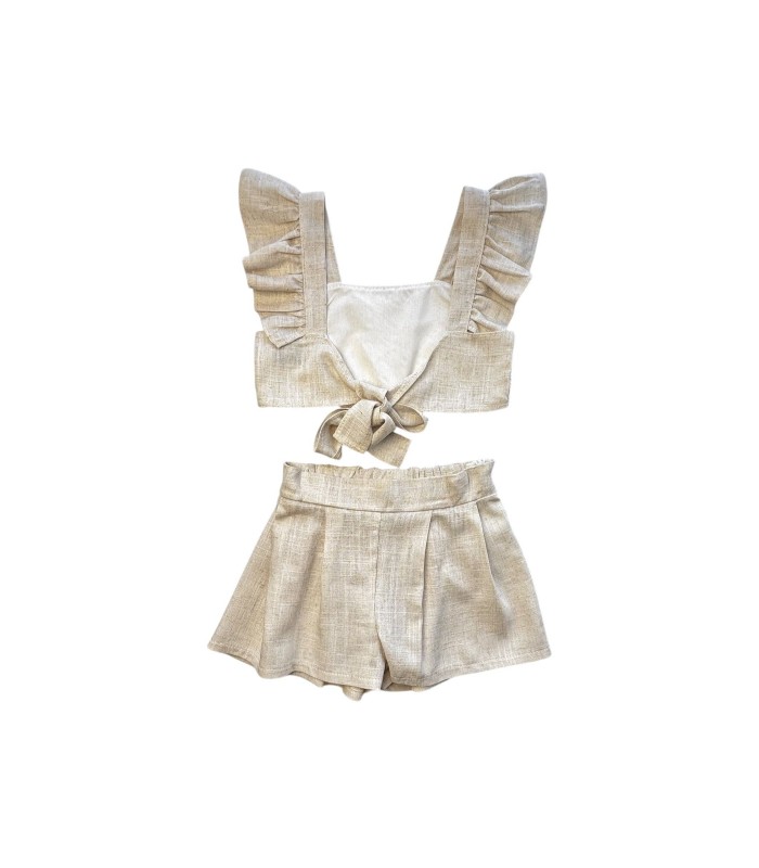 Σετ λινό με τοπάκι δανδέλα και δέσιμο στη πλάτη