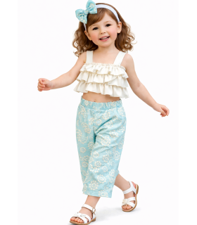 Σετ παντελόνα κηπούρ και τοπάκι με βολάν